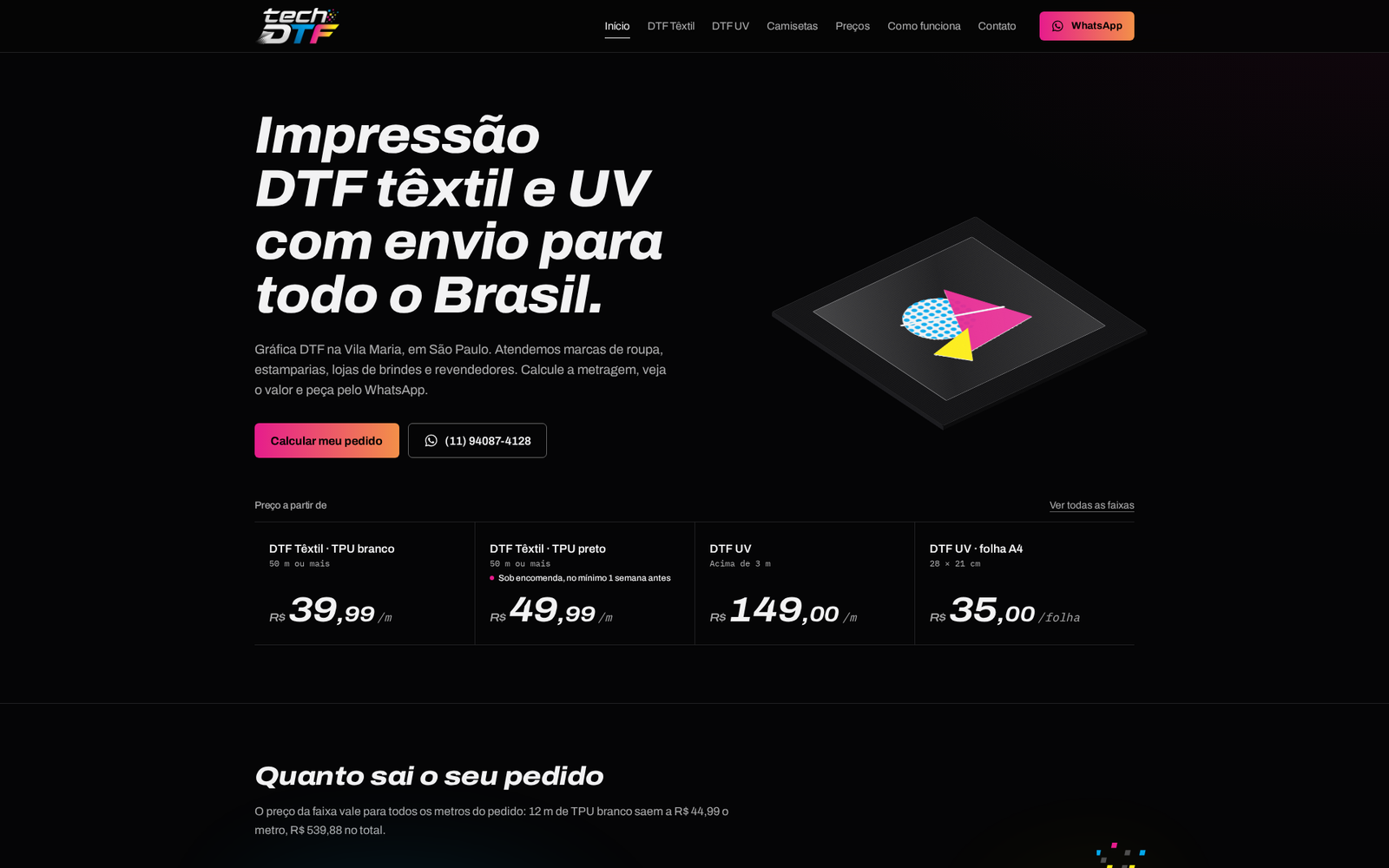 Captura real do site Tech DTF